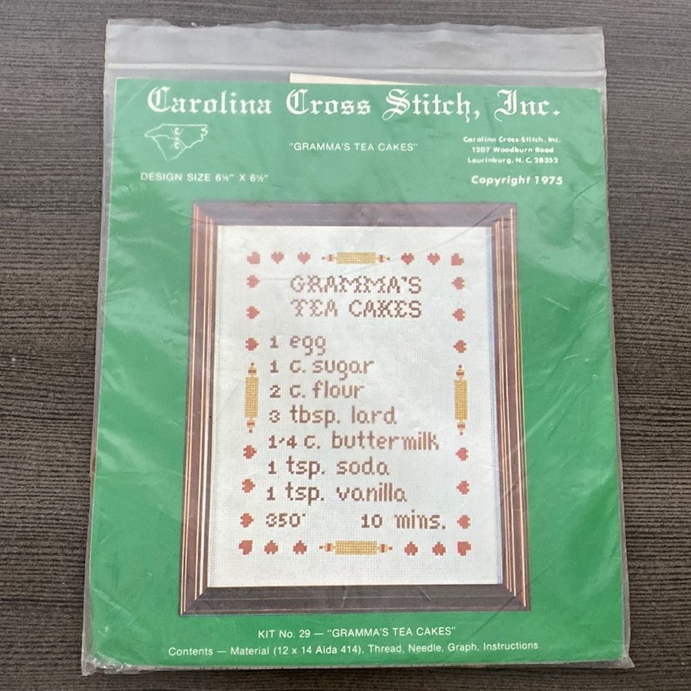 Vintage Carolina Cross Stitch “Gramma’s Tea Cakes” New